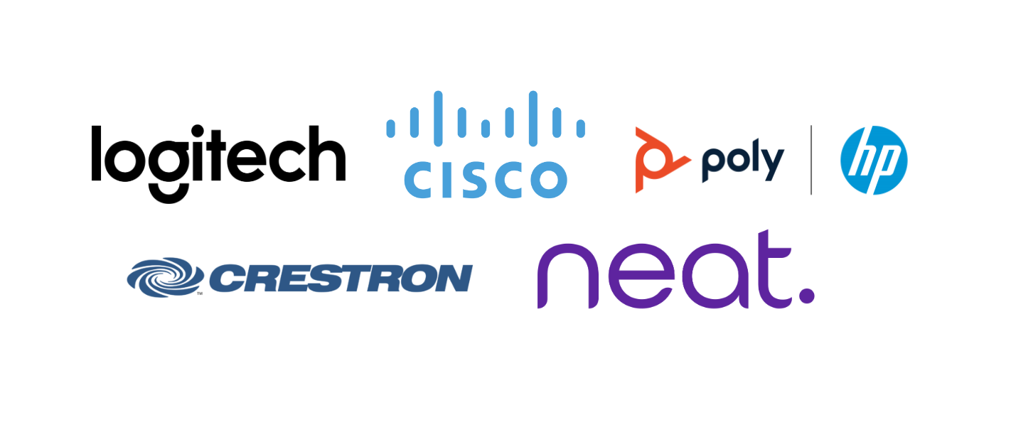 We integrate with Poly, Crestron, Cisco, Logitech and Neat